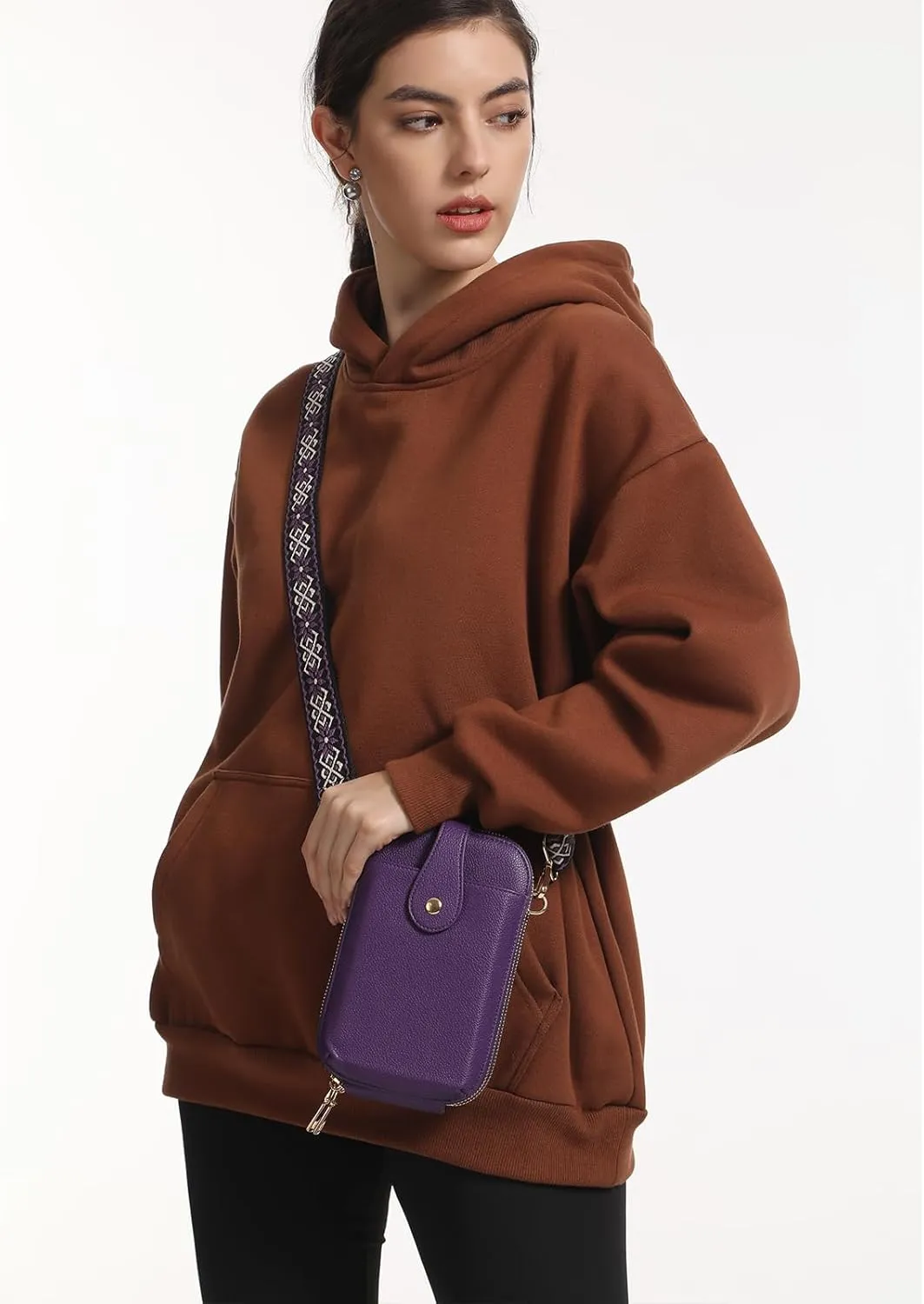 Small Crossbody Cell Phone Bag for Women, Mini Crossbody Wallet Phone Shoulder Handbag Purse with Credit Card Slots