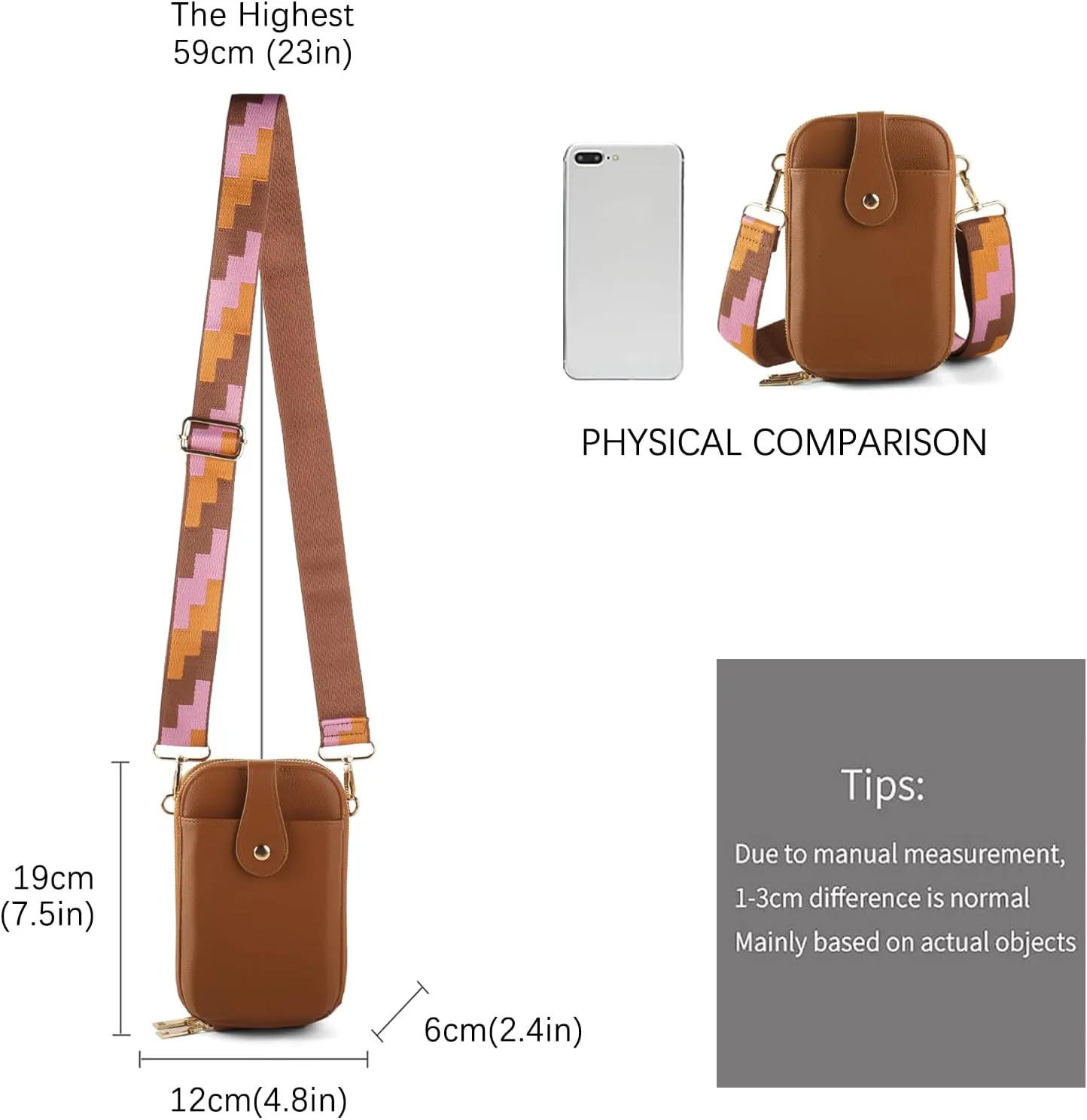 Small Crossbody Cell Phone Bag for Women, Mini Crossbody Wallet Phone Shoulder Handbag Purse with Credit Card Slots