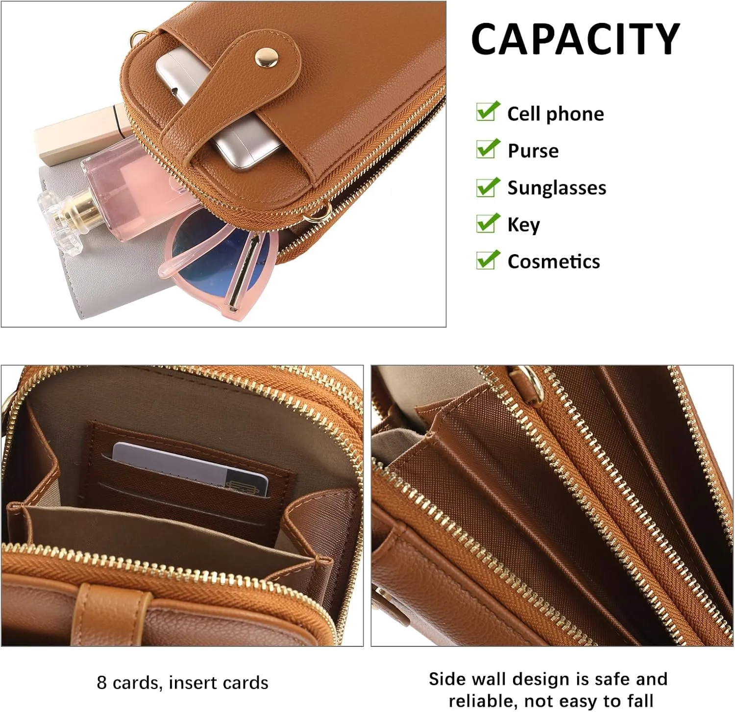 Small Crossbody Cell Phone Bag for Women, Mini Crossbody Wallet Phone Shoulder Handbag Purse with Credit Card Slots