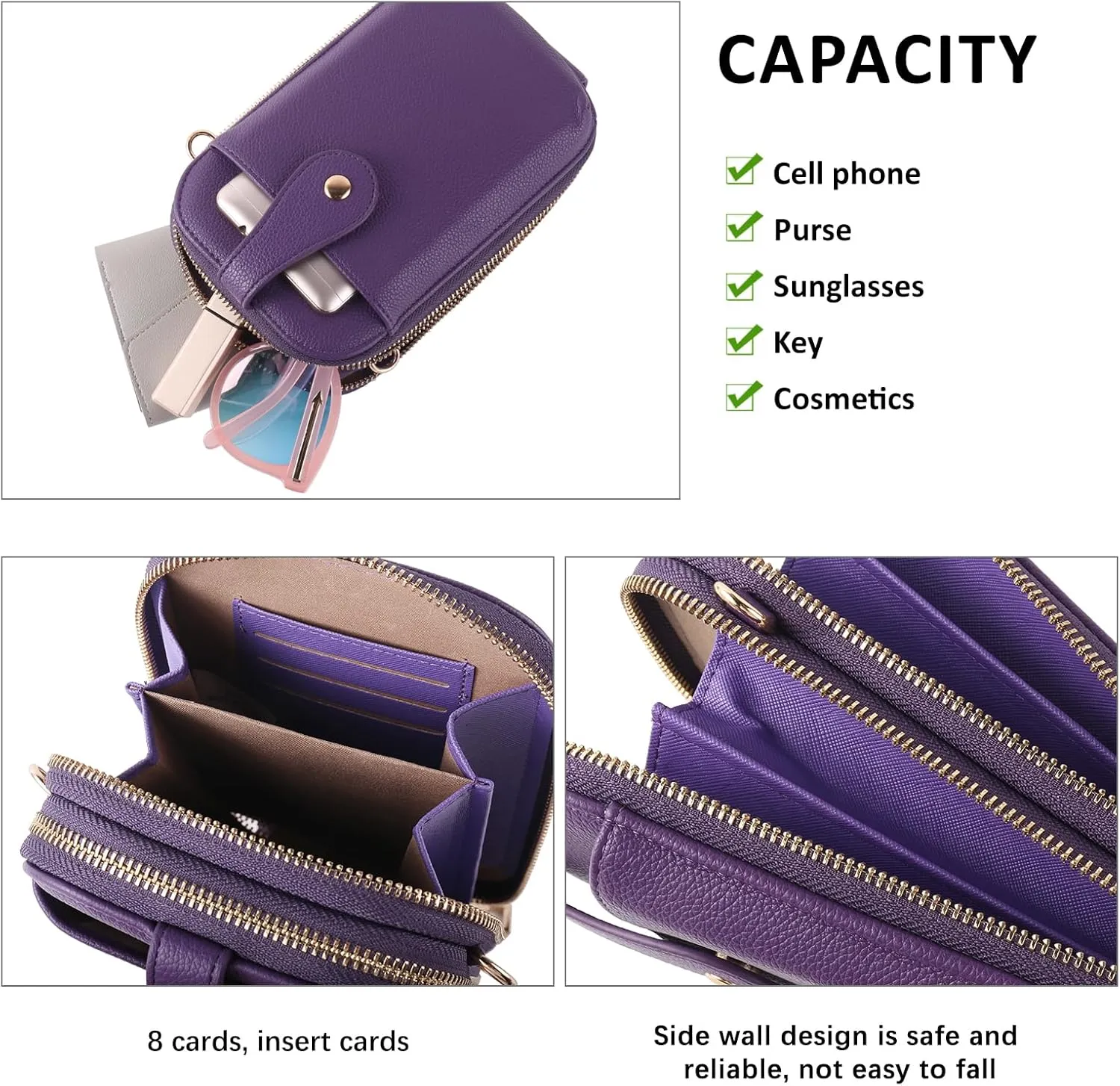 Small Crossbody Cell Phone Bag for Women, Mini Crossbody Wallet Phone Shoulder Handbag Purse with Credit Card Slots