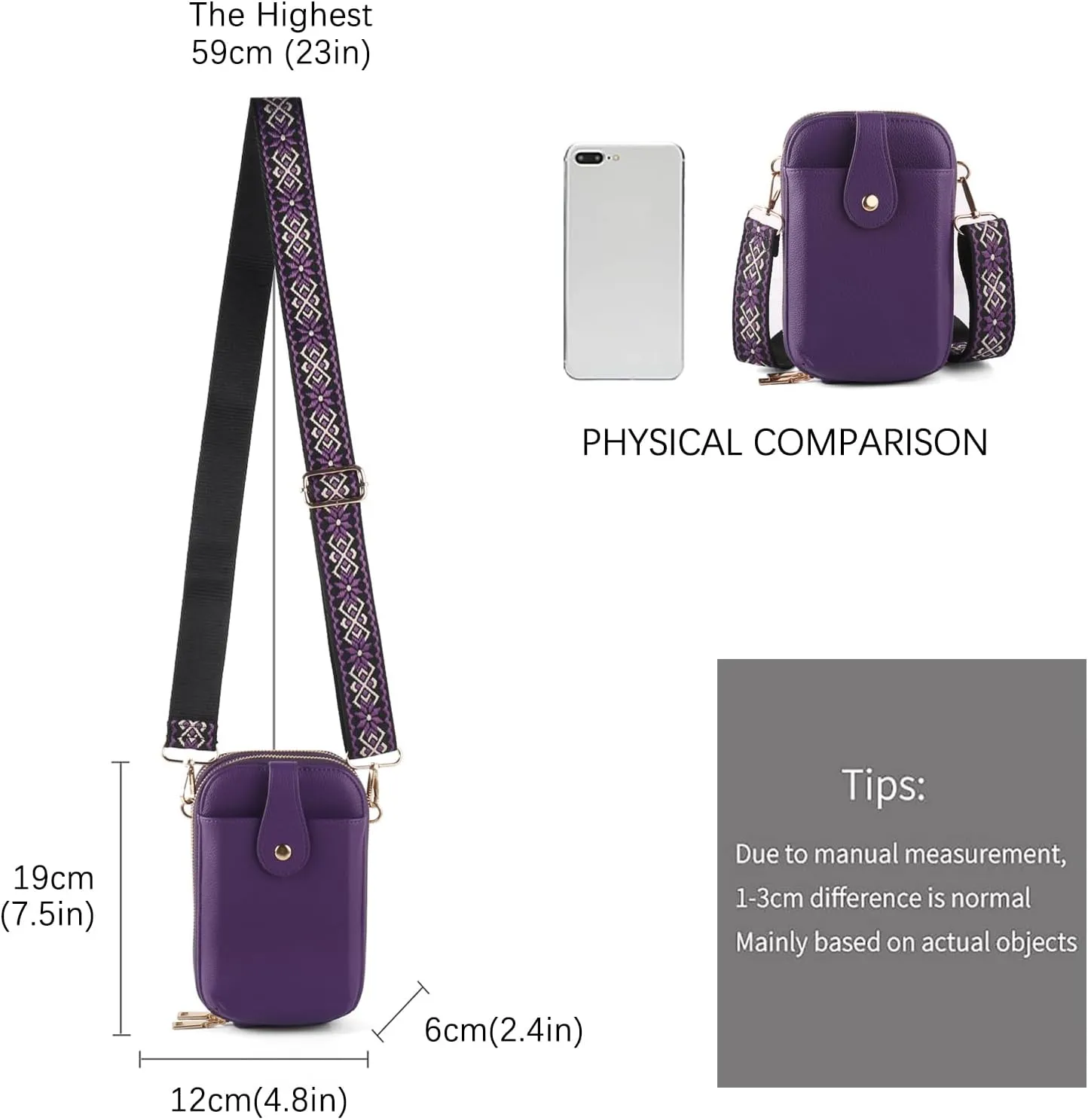 Small Crossbody Cell Phone Bag for Women, Mini Crossbody Wallet Phone Shoulder Handbag Purse with Credit Card Slots