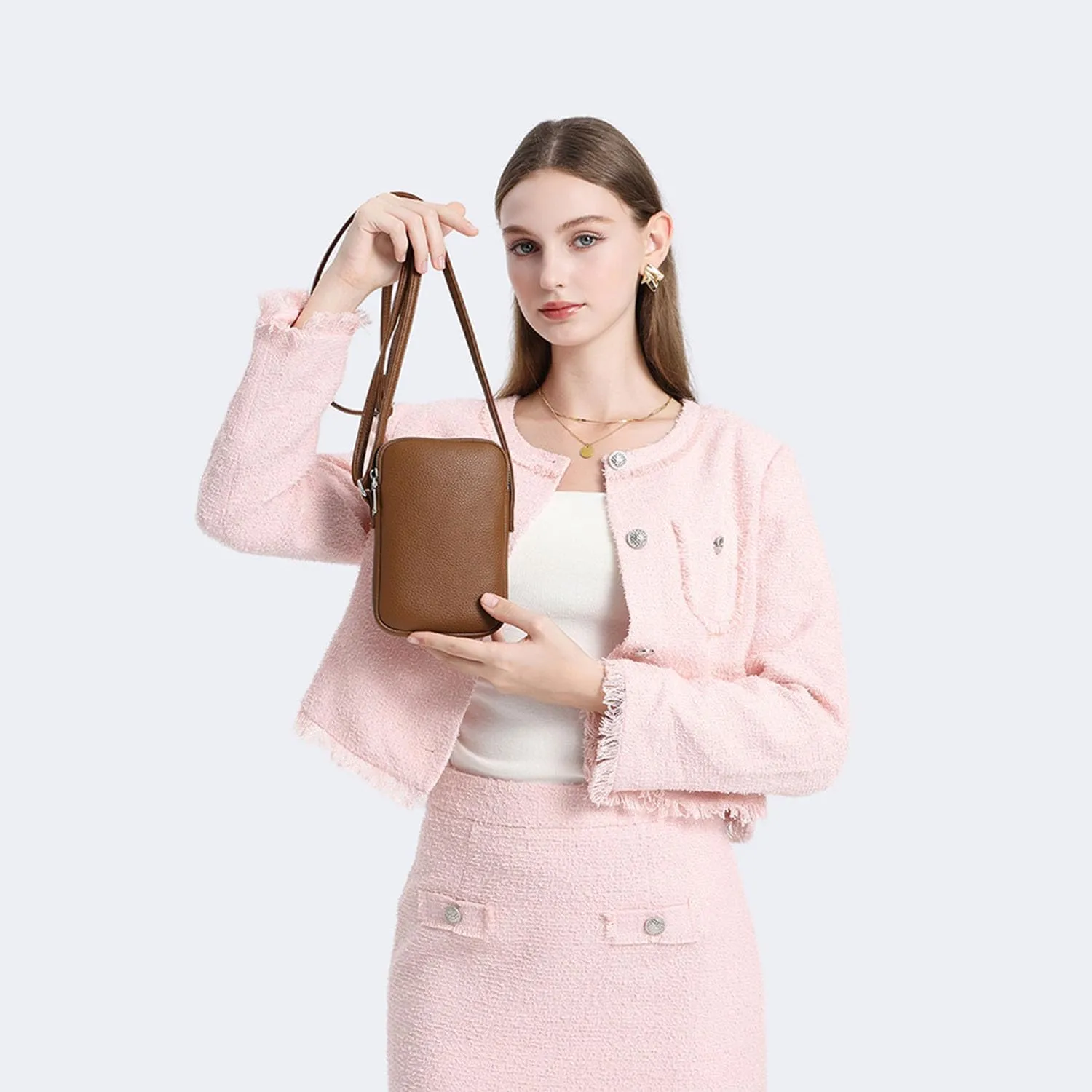 Small Crossbody Purse Zipper Cell Phone Bag Mini Shoulder Purse Wallet Smart Phone Wallet with Credit Card Solts