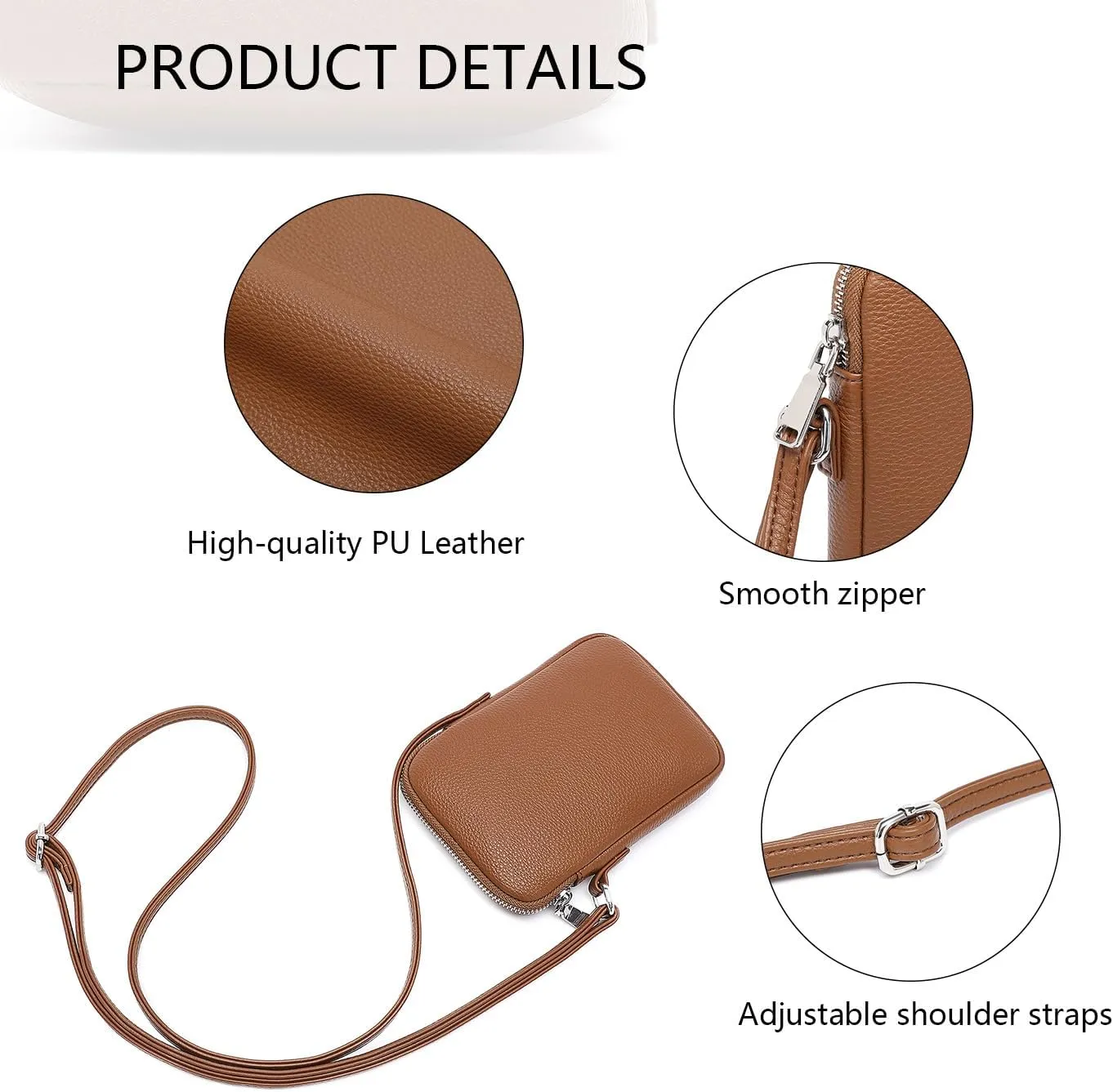 Small Crossbody Purse Zipper Cell Phone Bag Mini Shoulder Purse Wallet Smart Phone Wallet with Credit Card Solts