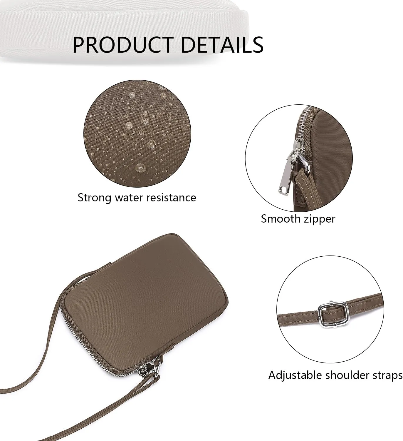 Small Crossbody Purse Zipper Cell Phone Bag Mini Shoulder Purse Wallet Smart Phone Wallet with Credit Card Solts