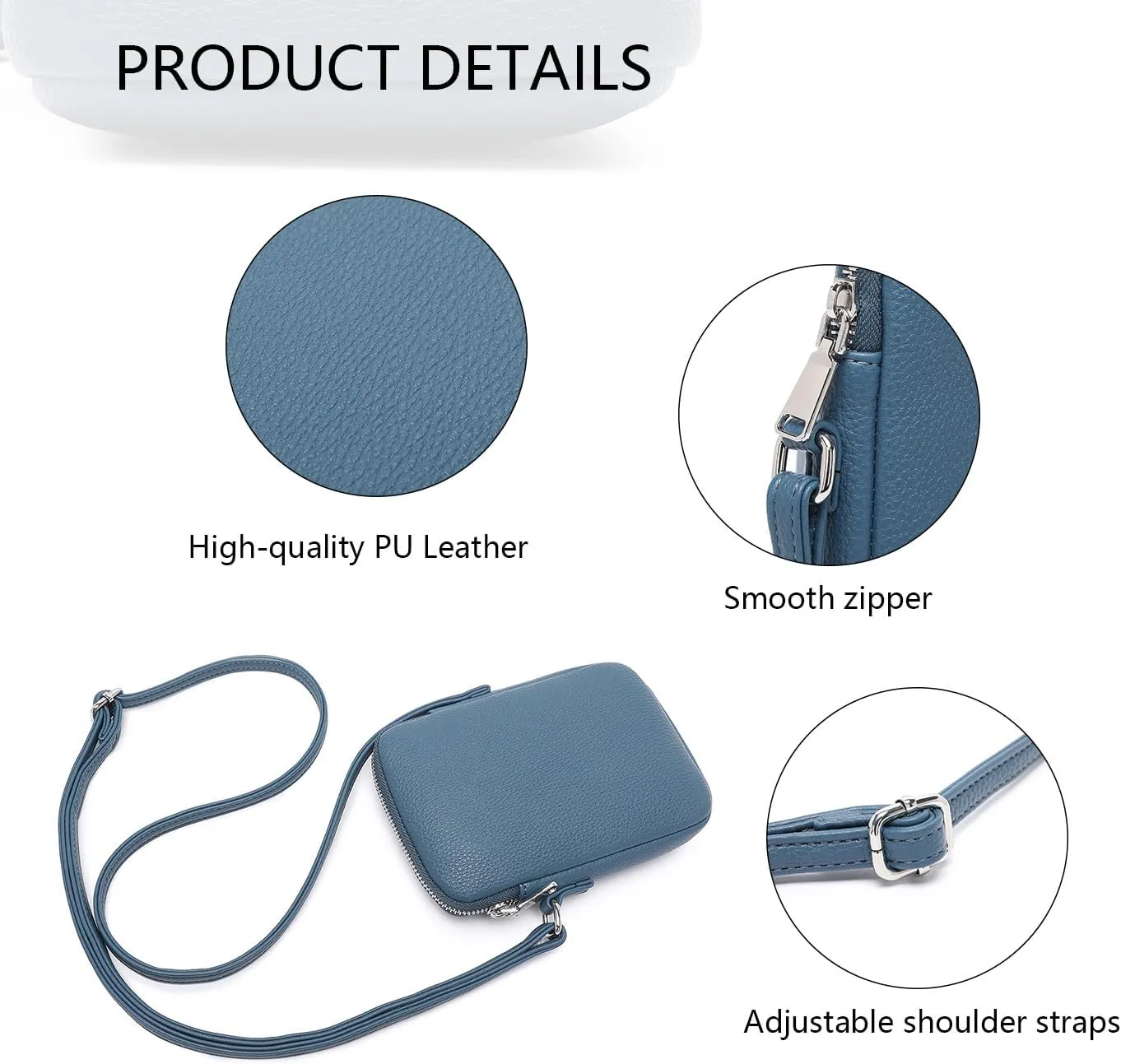 Small Crossbody Purse Zipper Cell Phone Bag Mini Shoulder Purse Wallet Smart Phone Wallet with Credit Card Solts