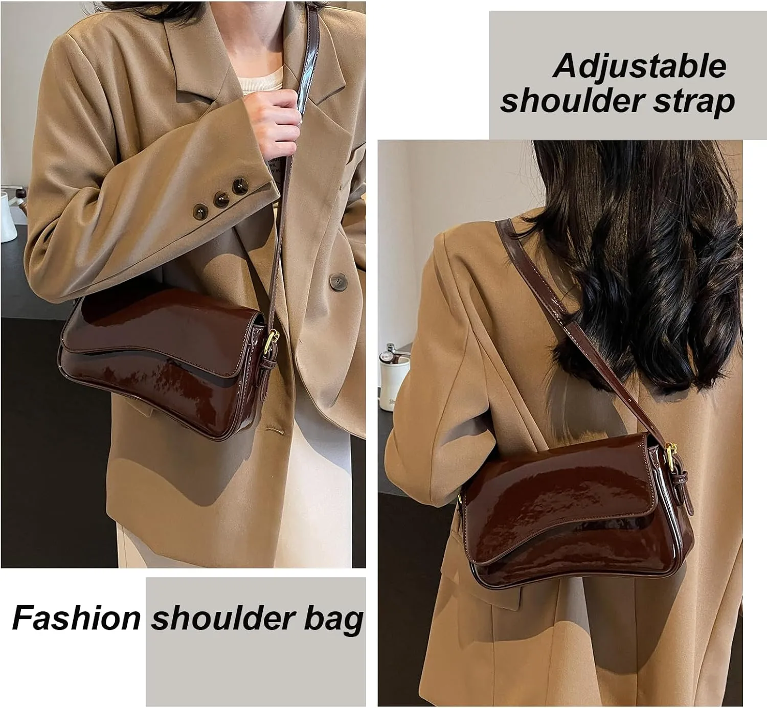 Small Shoulder Bags for Women,Crossbody Purses,Retro Vegan Leather Tote Handbag, Clutch Hobo Purse with Zipper