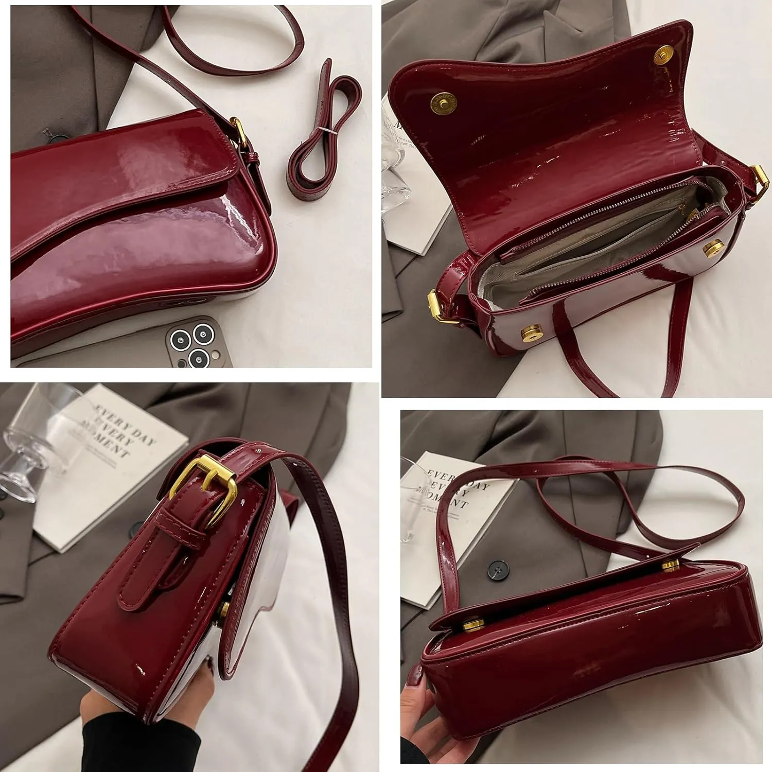 Small Shoulder Bags for Women,Crossbody Purses,Retro Vegan Leather Tote Handbag, Clutch Hobo Purse with Zipper