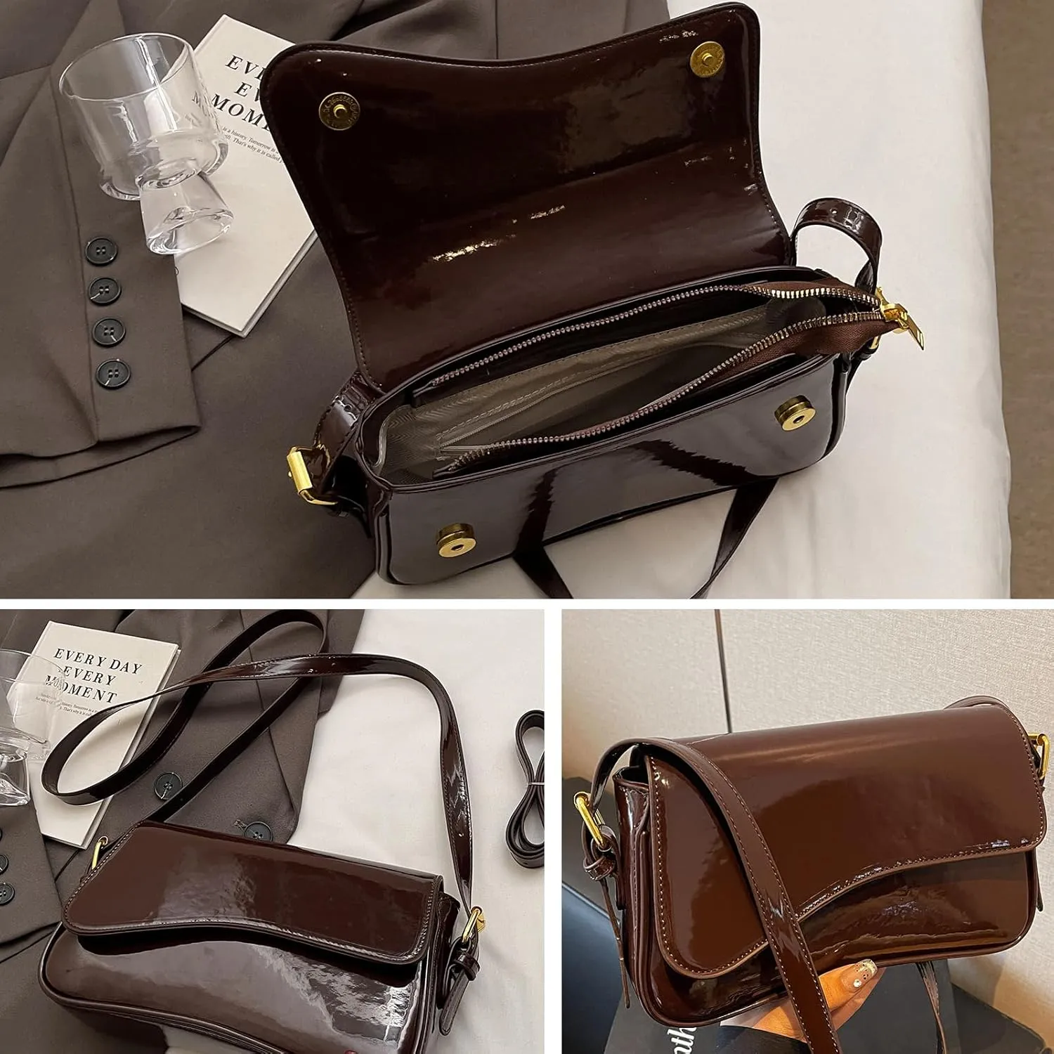 Small Shoulder Bags for Women,Crossbody Purses,Retro Vegan Leather Tote Handbag, Clutch Hobo Purse with Zipper