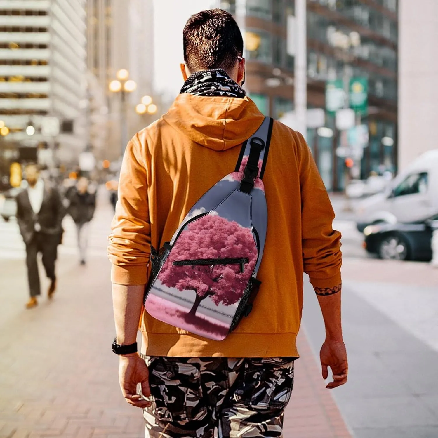 Small Sling Chest Bag Crossbody Bag for Men Women,Beautiful Tree Lightweight Gym Daypack for Travel Cycling Hiking