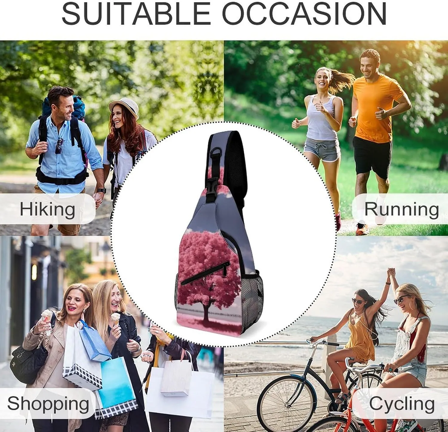 Small Sling Chest Bag Crossbody Bag for Men Women,Beautiful Tree Lightweight Gym Daypack for Travel Cycling Hiking