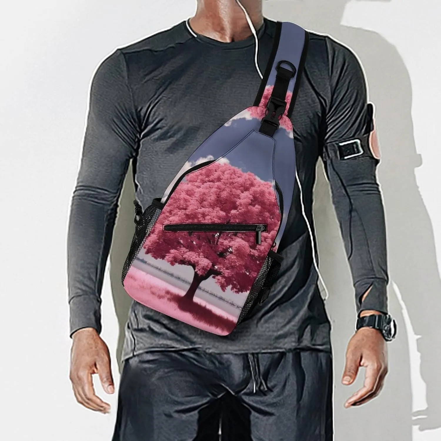 Small Sling Chest Bag Crossbody Bag for Men Women,Beautiful Tree Lightweight Gym Daypack for Travel Cycling Hiking