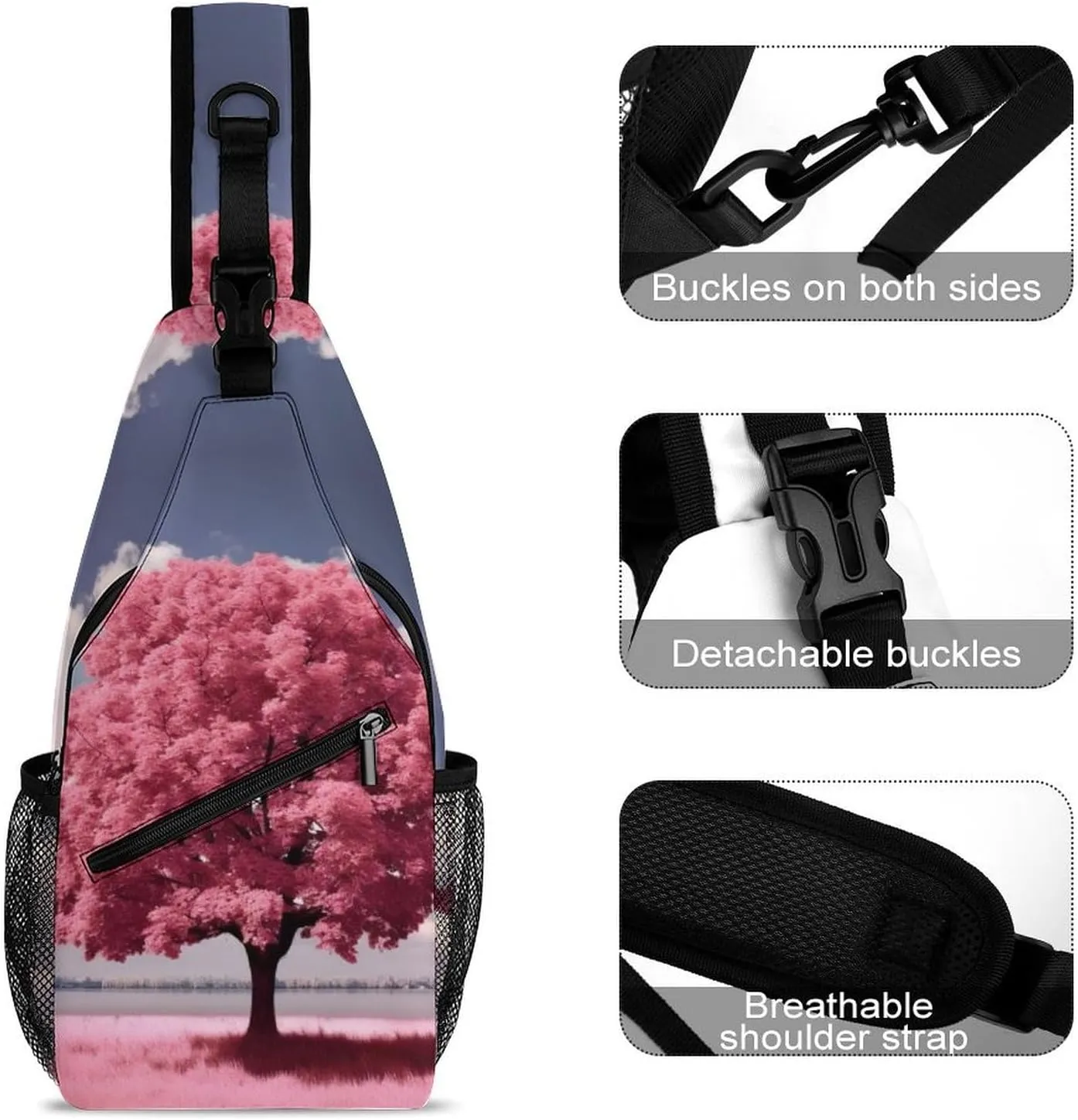 Small Sling Chest Bag Crossbody Bag for Men Women,Beautiful Tree Lightweight Gym Daypack for Travel Cycling Hiking
