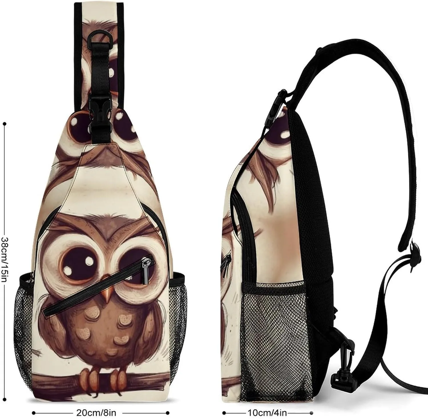 Small Sling Chest Bag Crossbody Bag for Men Women,Cute Owl Lightweight Gym Daypack for Travel Cycling Hiking