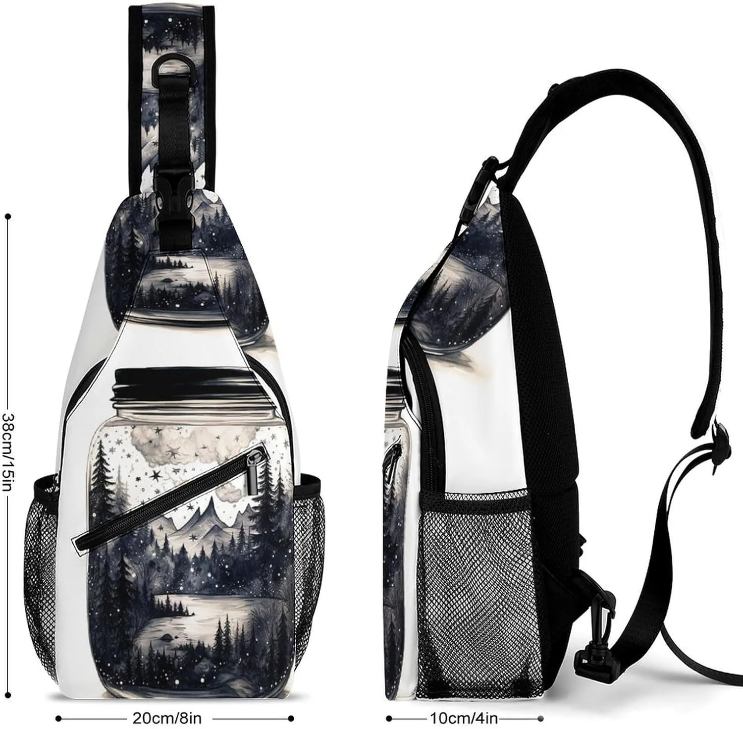 Small Sling Chest Bag Crossbody Bag for Men Women,Scenery in A Jar Lightweight Gym Daypack for Travel Cycling Hiking