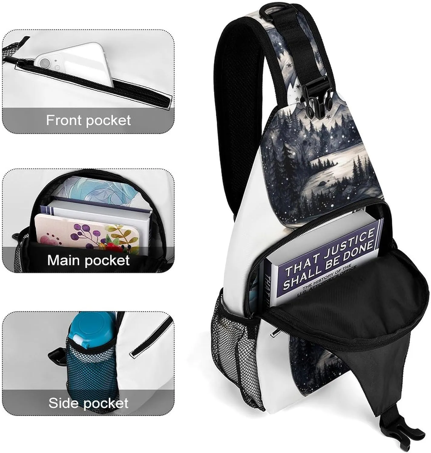 Small Sling Chest Bag Crossbody Bag for Men Women,Scenery in A Jar Lightweight Gym Daypack for Travel Cycling Hiking