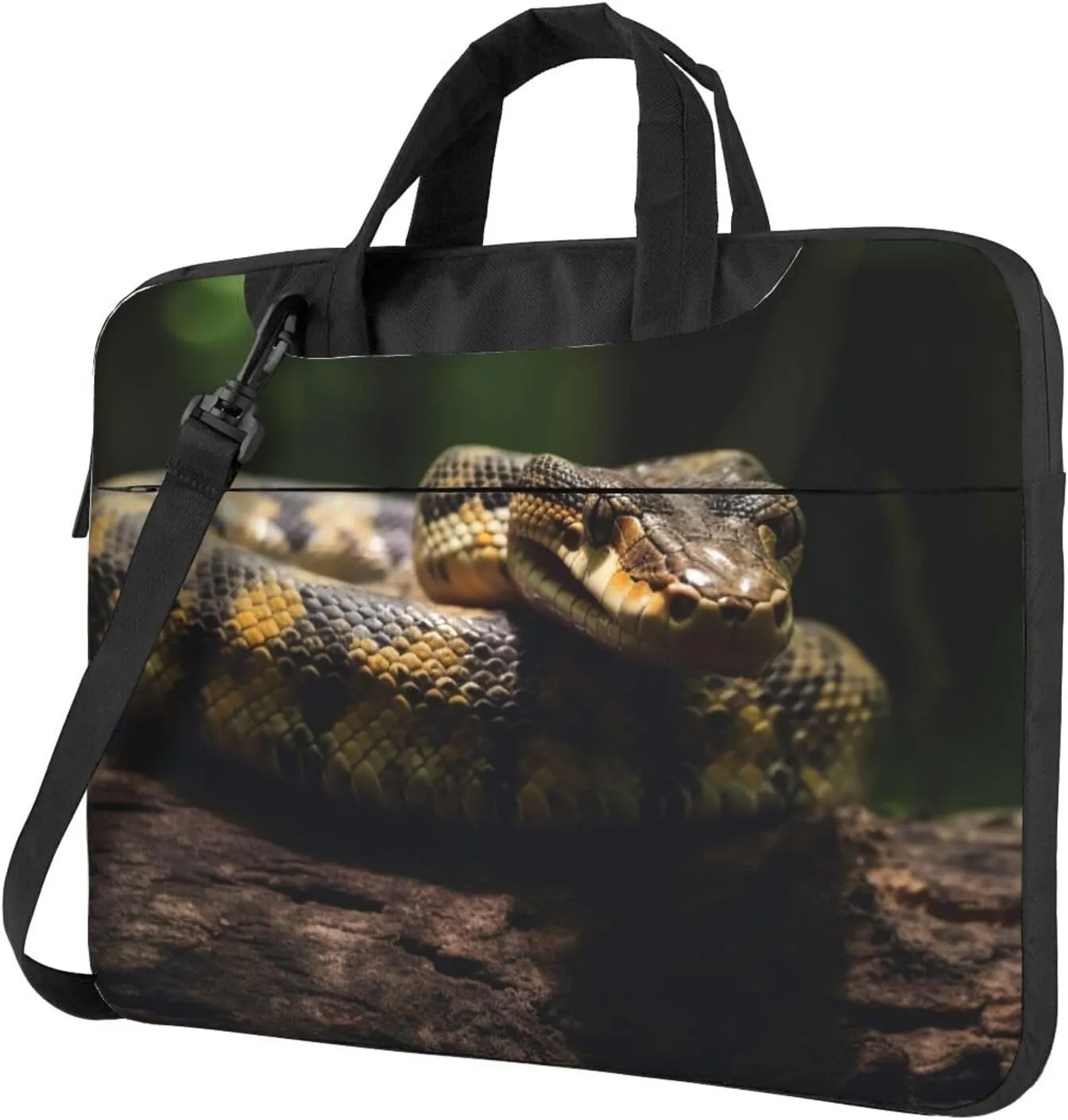 Snake Resting on a Log Laptop Bag Laptop Messenger Shoulder Bag Travel Computer Bag for Women Men
