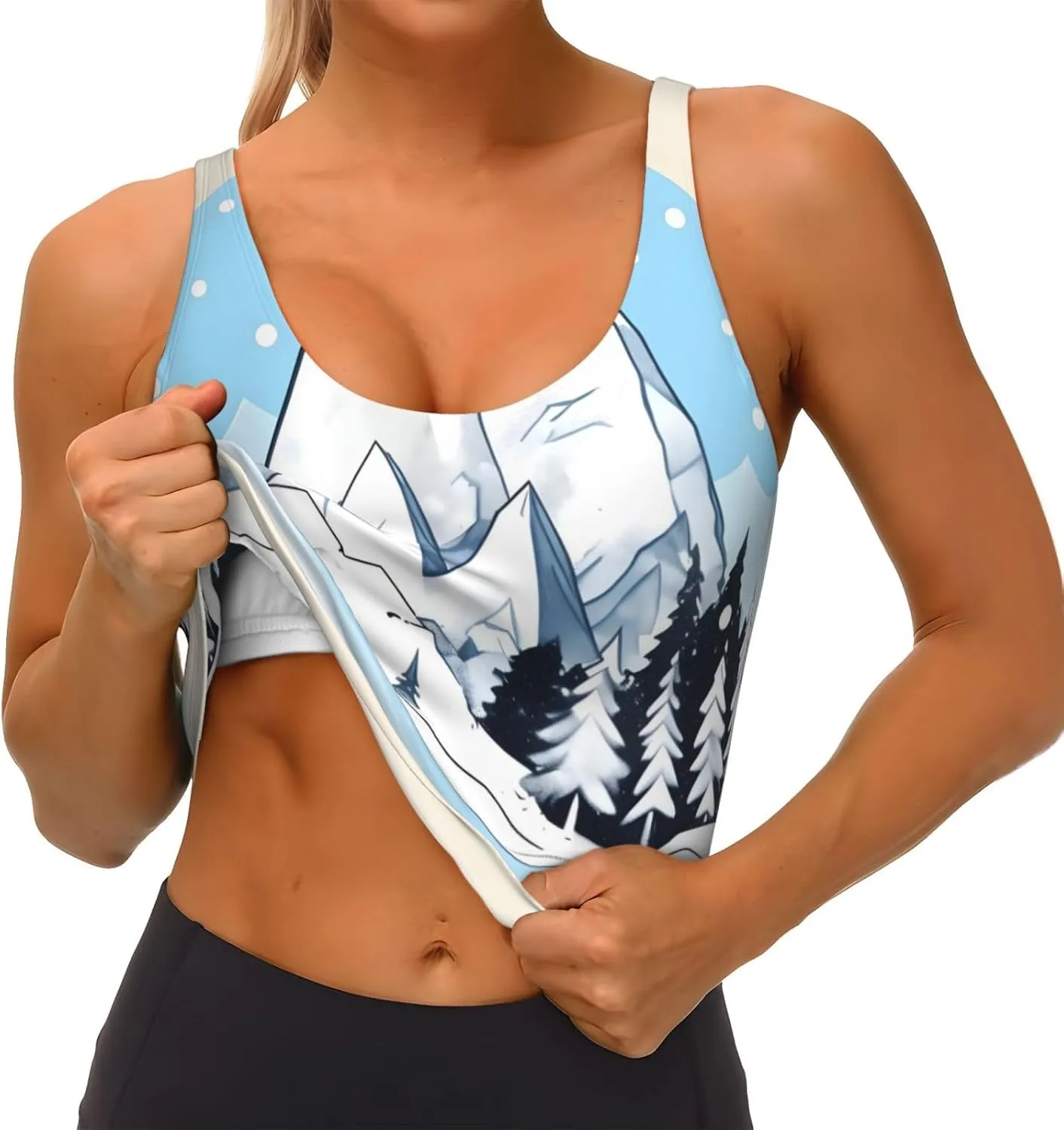 Snow-Capped Mountains Prints Women's Sports Vest - Lightweight and Breathable Yoga Workout Fitness