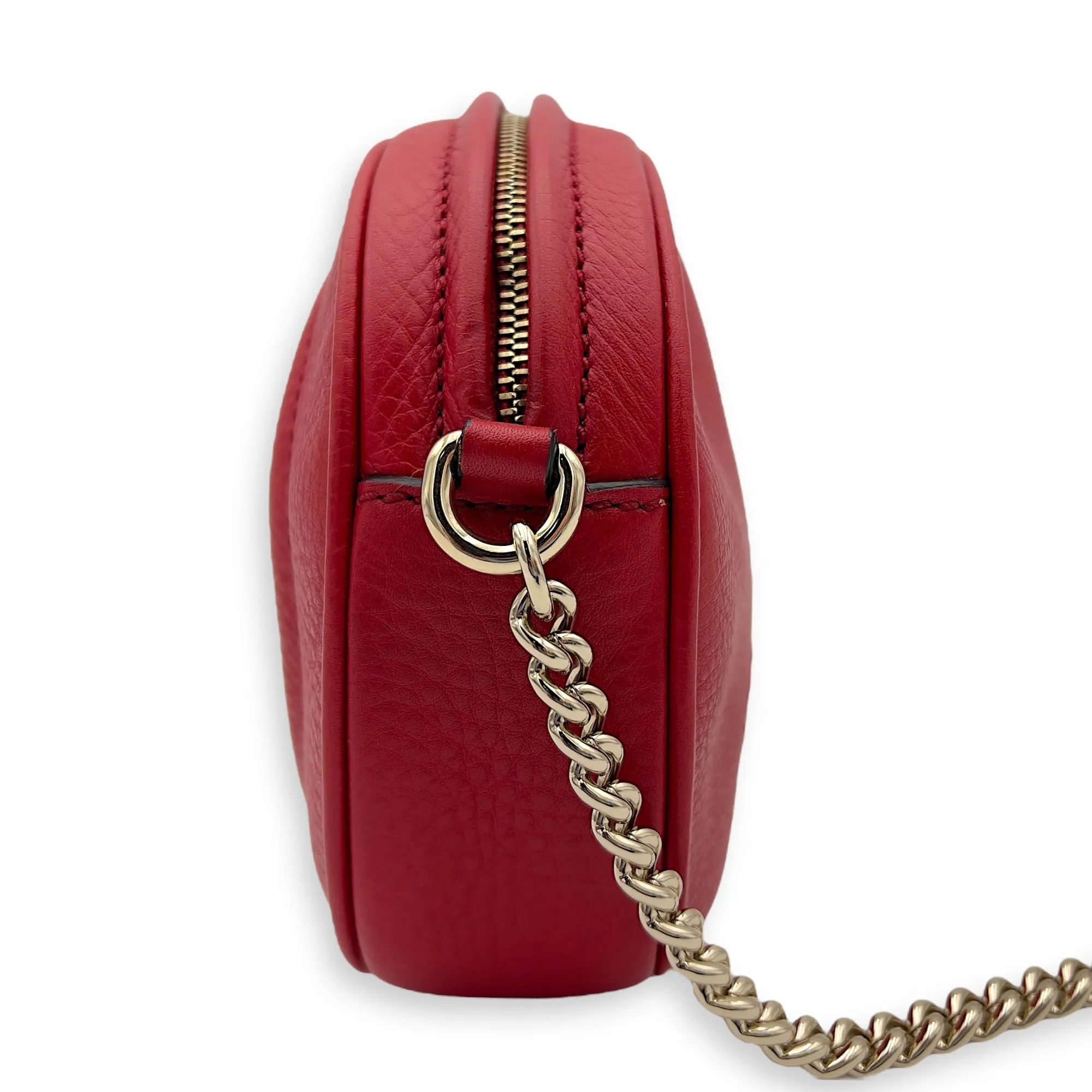 Soho Crossbody Bag Red in Calfskin, Gold hardware