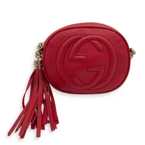 Soho Crossbody Bag Red in Calfskin, Gold hardware