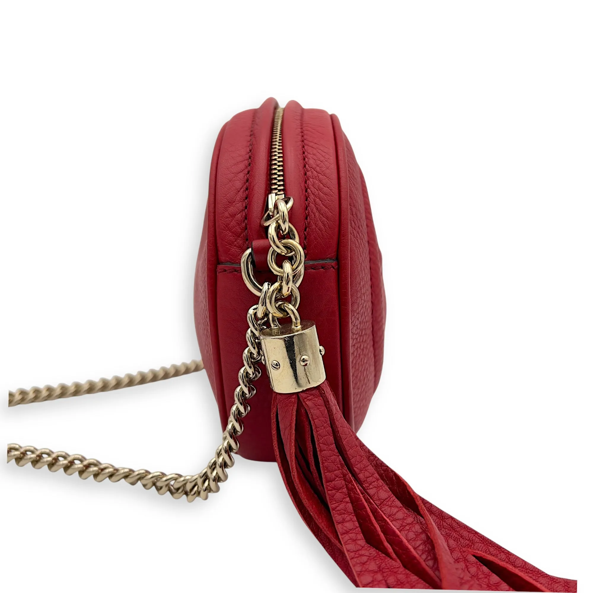 Soho Crossbody Bag Red in Calfskin, Gold hardware