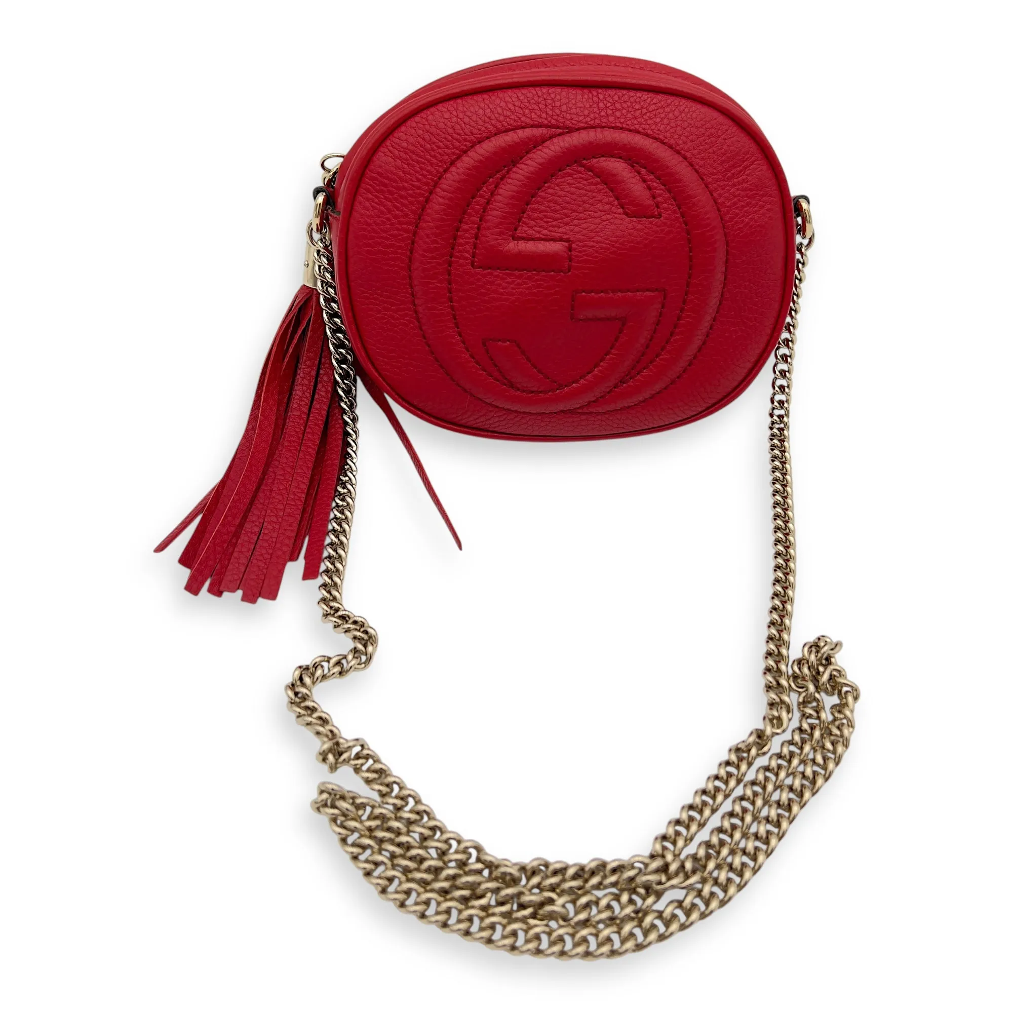 Soho Crossbody Bag Red in Calfskin, Gold hardware