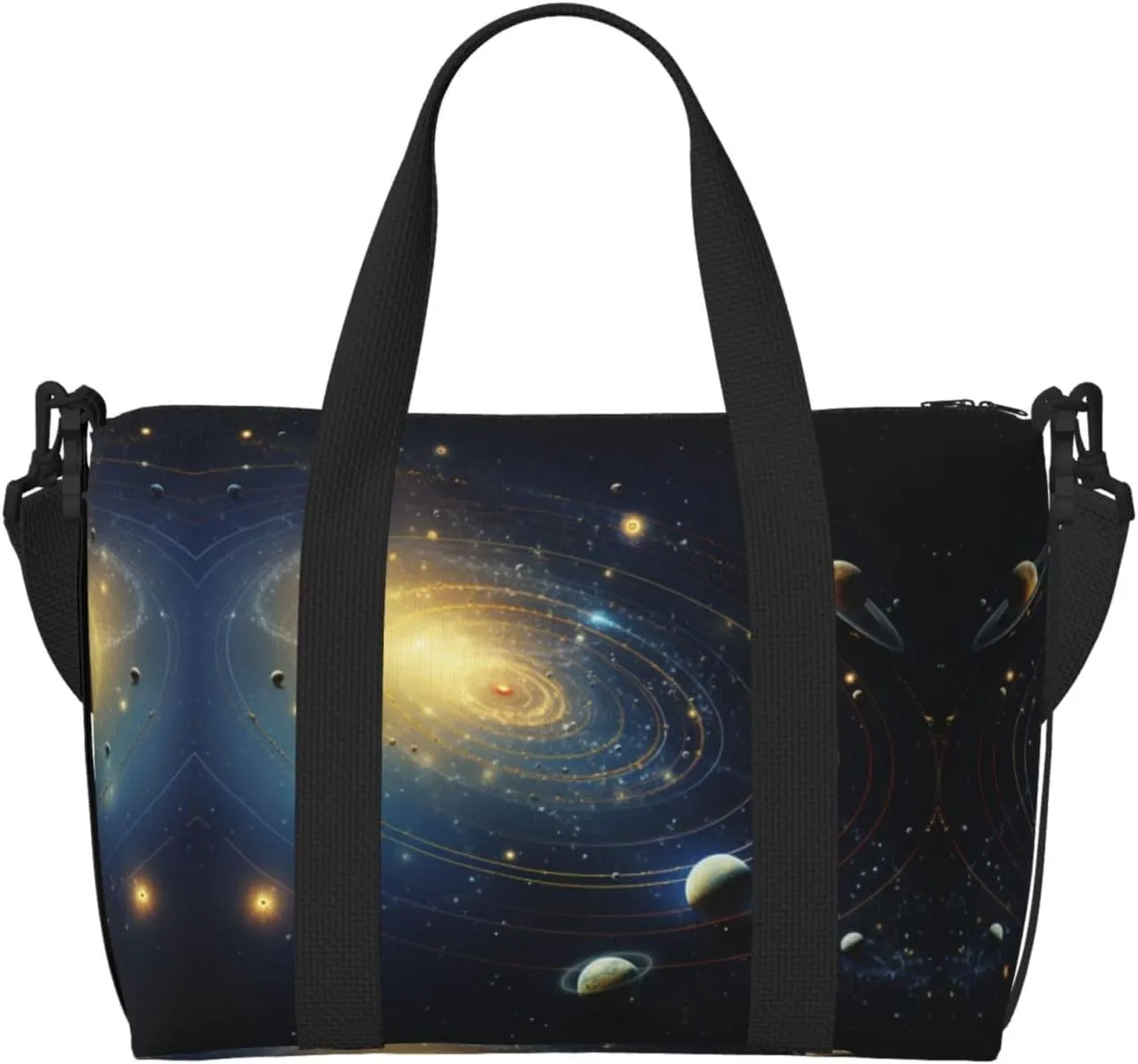 Solar System print Crossbody Shoulder Bag Large Weekender Overnight Hand Bag Shopping Work Handbag