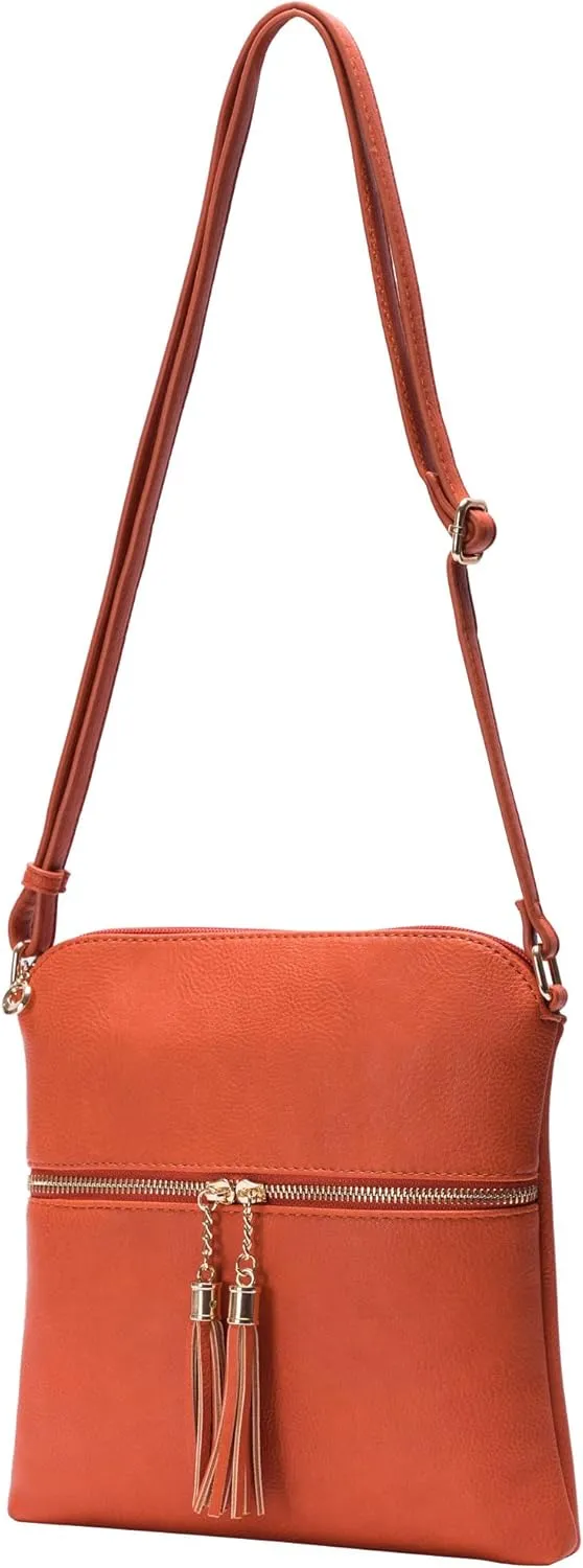 Solene Womens Lightweight Medium Crossbody Purse with Tassel, Perfect Size Crossbody Bags for Daily Use, travel