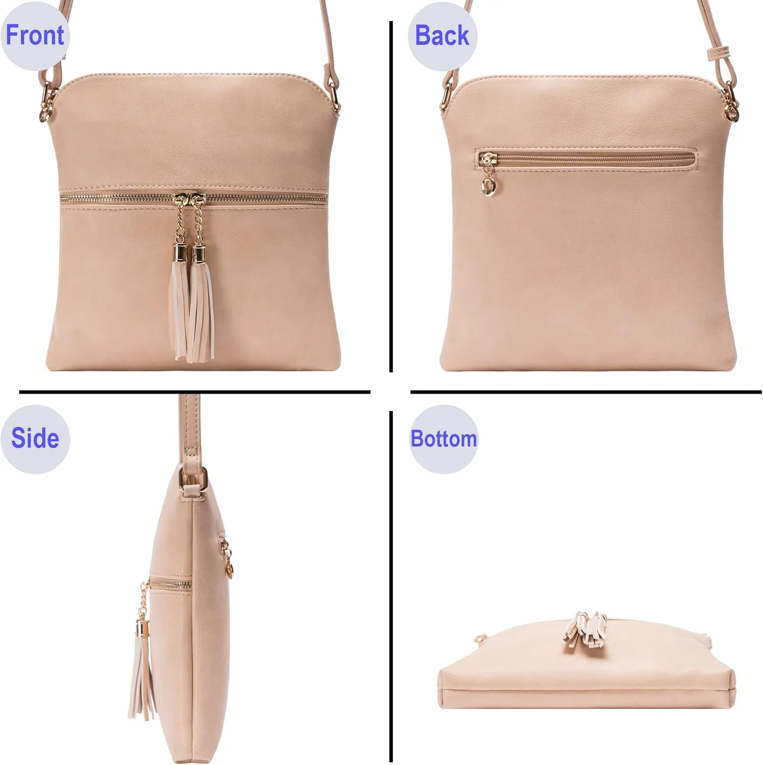 Solene Womens Lightweight Medium Crossbody Purse with Tassel, Perfect Size Crossbody Bags for Daily Use, travel