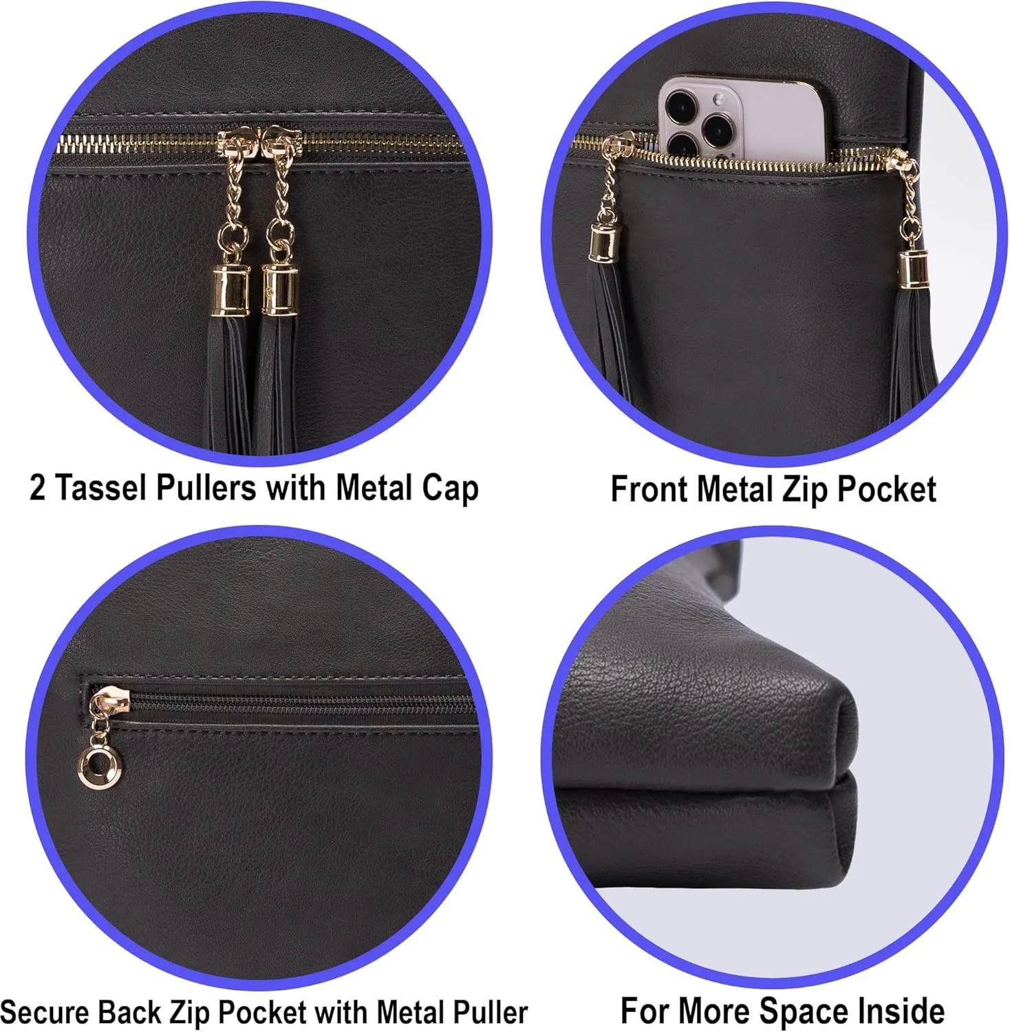 Solene Womens Lightweight Medium Crossbody Purse with Tassel, Perfect Size Crossbody Bags for Daily Use, travel
