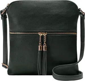 Solene Womens Lightweight Medium Crossbody Purse with Tassel, Perfect Size Crossbody Bags for Daily Use, travel