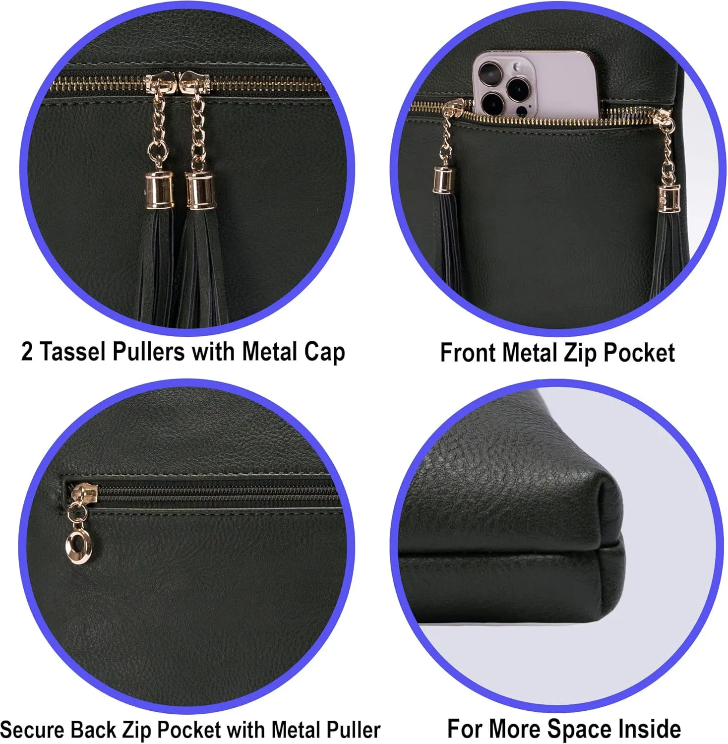 Solene Womens Lightweight Medium Crossbody Purse with Tassel, Perfect Size Crossbody Bags for Daily Use, travel