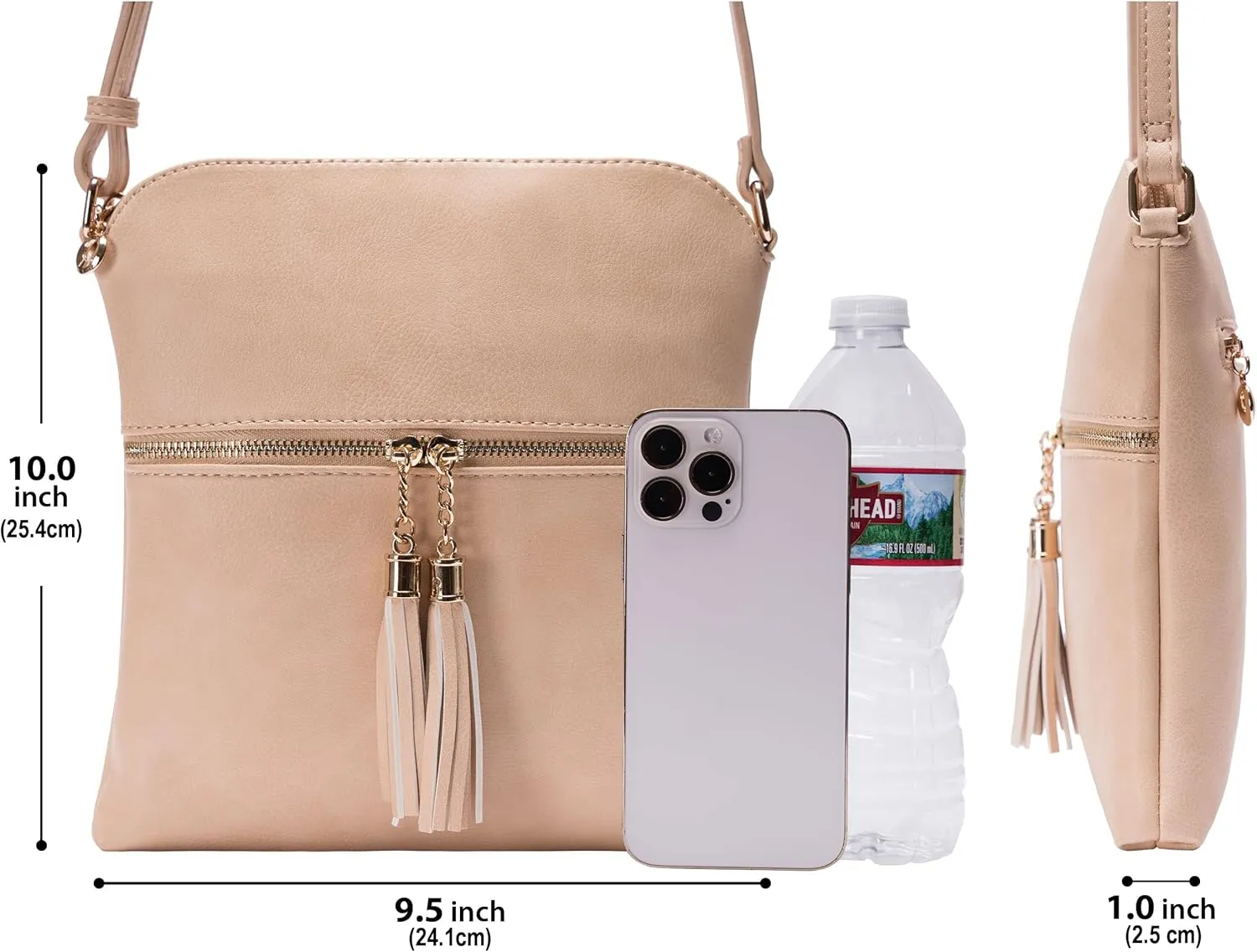 Solene Womens Lightweight Medium Crossbody Purse with Tassel, Perfect Size Crossbody Bags for Daily Use, travel