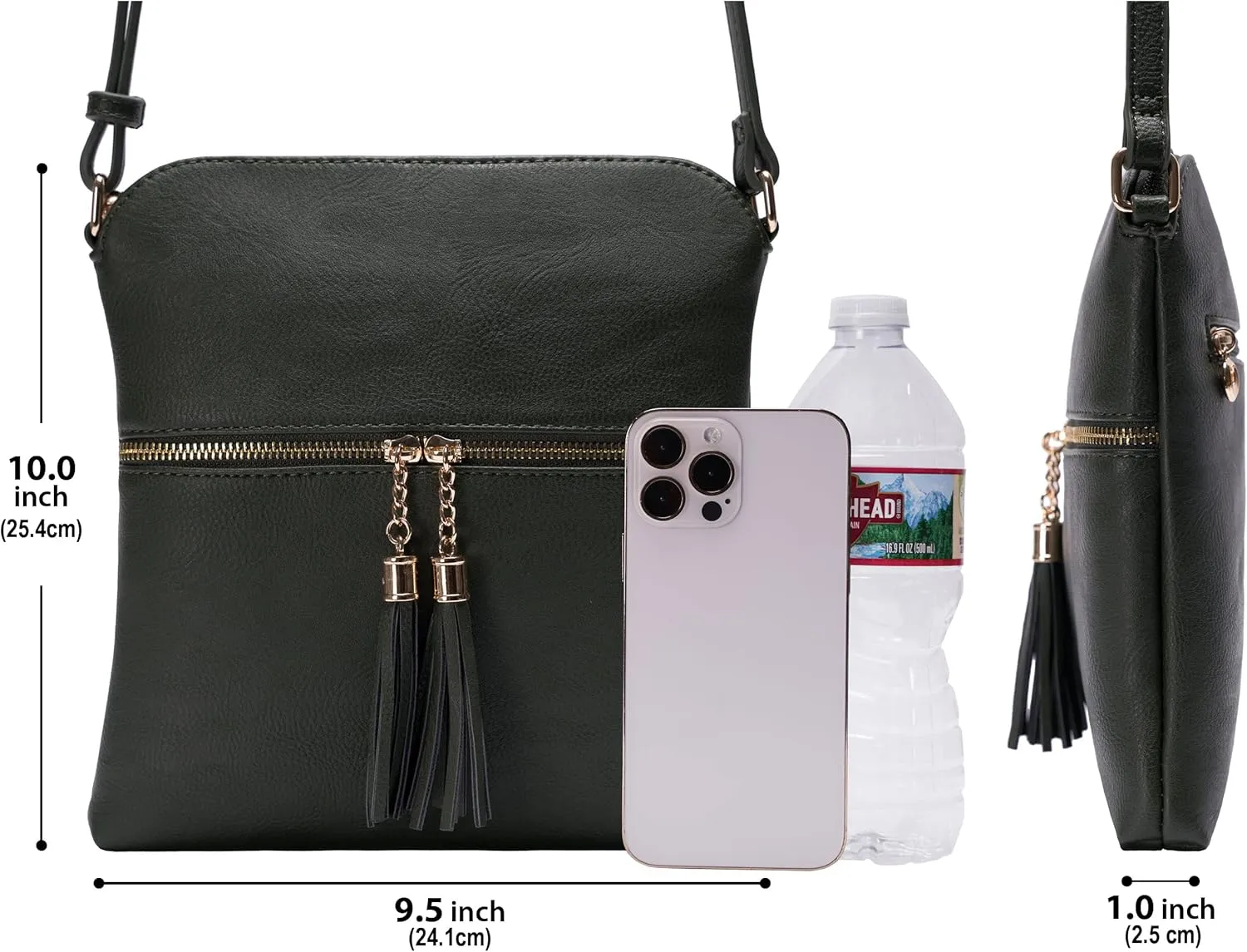 Solene Womens Lightweight Medium Crossbody Purse with Tassel, Perfect Size Crossbody Bags for Daily Use, travel
