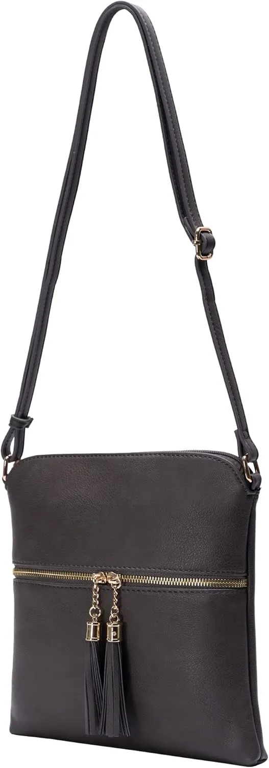 Solene Womens Lightweight Medium Crossbody Purse with Tassel, Perfect Size Crossbody Bags for Daily Use, travel