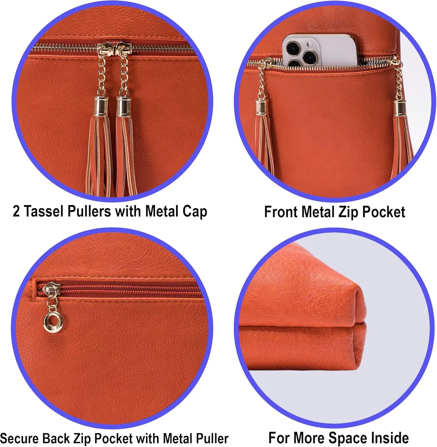 Solene Womens Lightweight Medium Crossbody Purse with Tassel, Perfect Size Crossbody Bags for Daily Use, travel