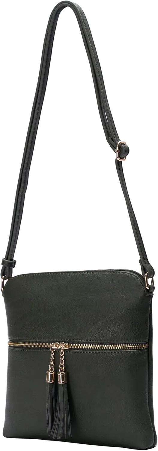 Solene Womens Lightweight Medium Crossbody Purse with Tassel, Perfect Size Crossbody Bags for Daily Use, travel