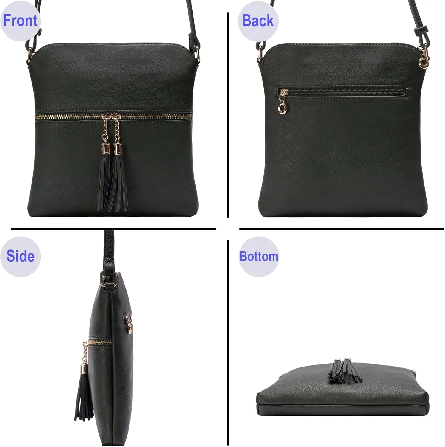 Solene Womens Lightweight Medium Crossbody Purse with Tassel, Perfect Size Crossbody Bags for Daily Use, travel