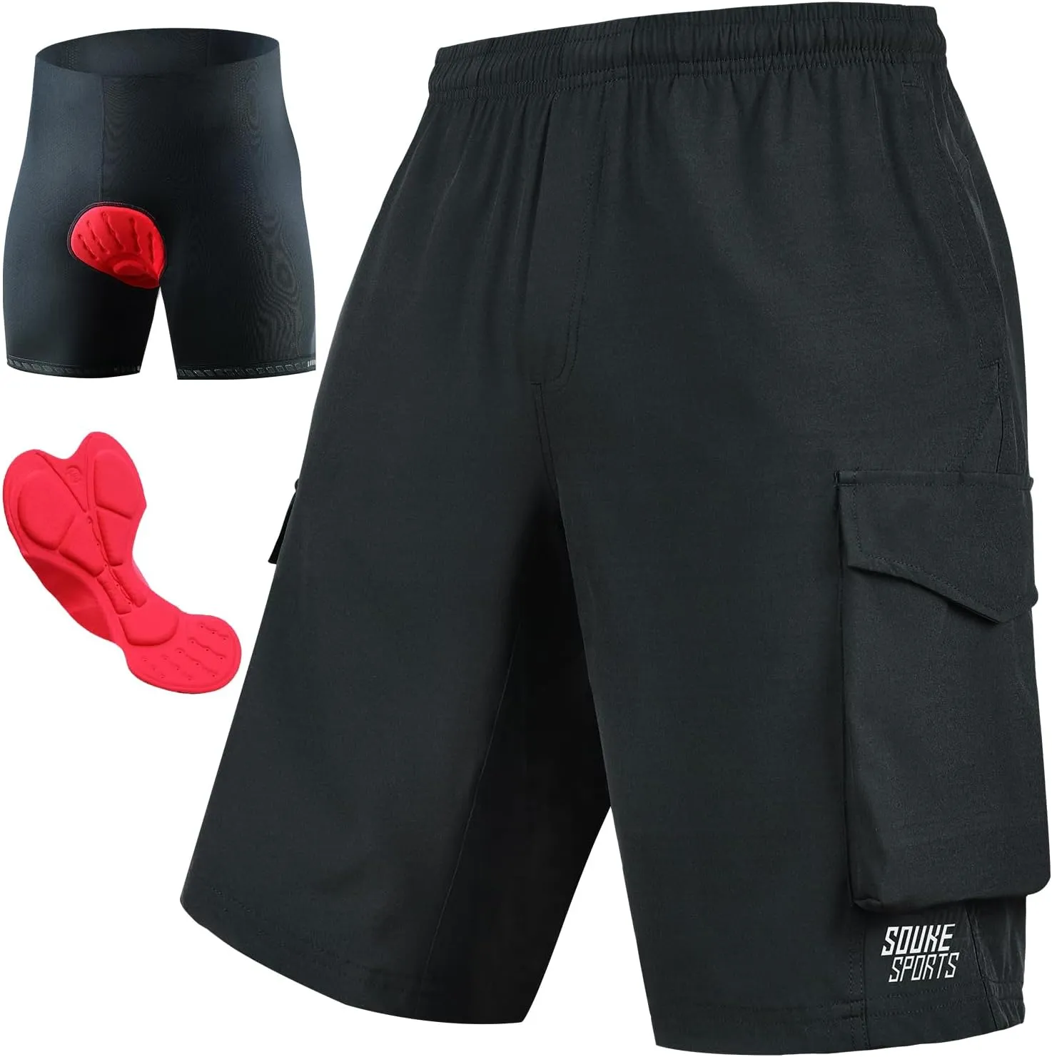 Souke Sports Men's Mountain Bike Shorts 4D Padded MTB Cycling Shorts Loose-fit Lightweight Bicycle Shorts