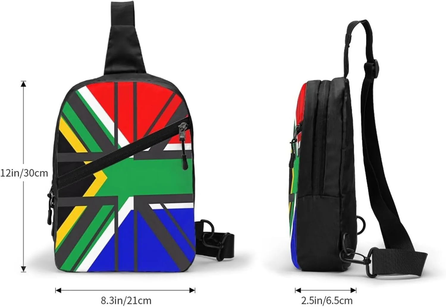 South African UK United Kingdom British Flag Crossbody Bag Portable Sling Bags Foldable Chest Daypack Reusable Sports Shoulder Backpack Diagonally Casual Rucksack Travel Bag