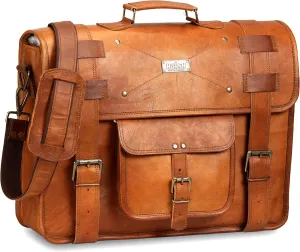 Spacious Leather Laptop Briefcase for Men - Everyday Handmade Messenger Bag for 17 Inch Laptops