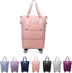 Sparkhomez Travel Bag with Wheels, 2025 New Large Capacity Travel Bags, Travel Bag with Wheel Carry on Flight Approved, Wheel-Equipped (pink)