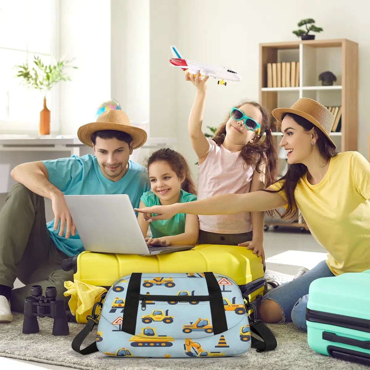 Sport Duffel Bag Cute Excavators Kids Gym Bag Weekender Overnight Bags for Boys Girls Teens Carry On Workout Travel Bag