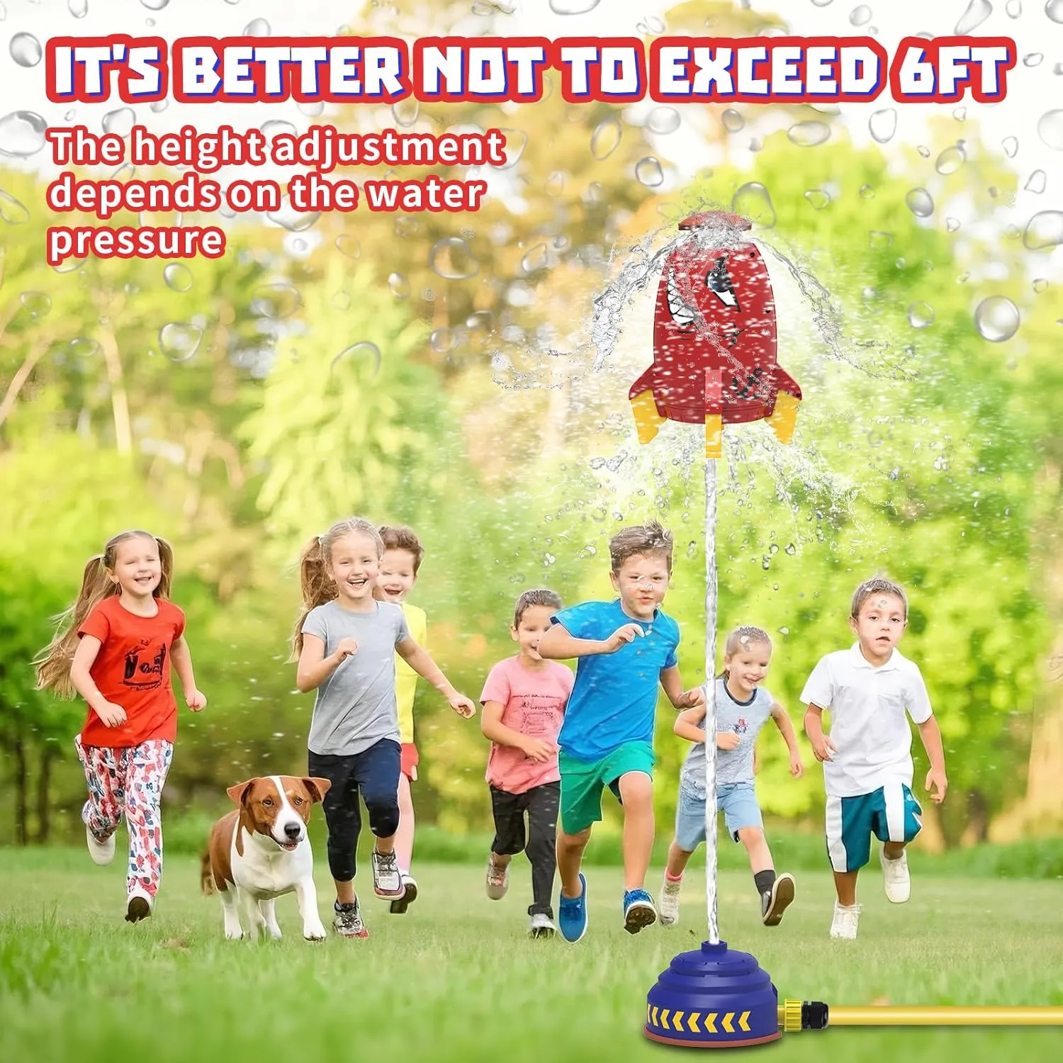 Sprinkler Rocket Launcher Toys for Kids - Outdoor Water Toys Water Splash Rocket, Summer Garden Lawns Water Toys Spray 360-Degree Rotation for Boys and Girls 3-12 Year Old Holiday Birthday Gifts