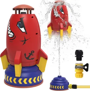 Sprinkler Rocket Launcher Toys for Kids - Outdoor Water Toys Water Splash Rocket, Summer Garden Lawns Water Toys Spray 360-Degree Rotation for Boys and Girls 3-12 Year Old Holiday Birthday Gifts