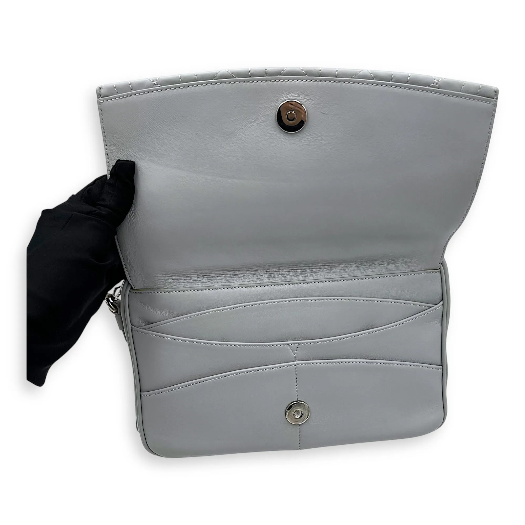 Stardust Crossbody Bag Grey in Lambskin, Silver hardware