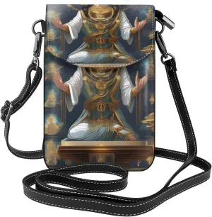 Statue Of God Zippered Crossbody Bag, Women'S Shoulder Bag With Card Slot, Removable Shoulder Strap, 7.6 X 4.9 In.