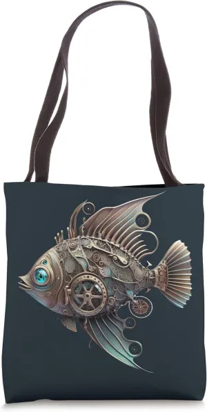 Steampunk Steep Mechanical Fish Tote Bag
