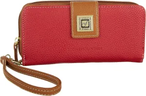 Stone Mountain Cornell SLG Women's Wallet Wristlet, Red/Tan