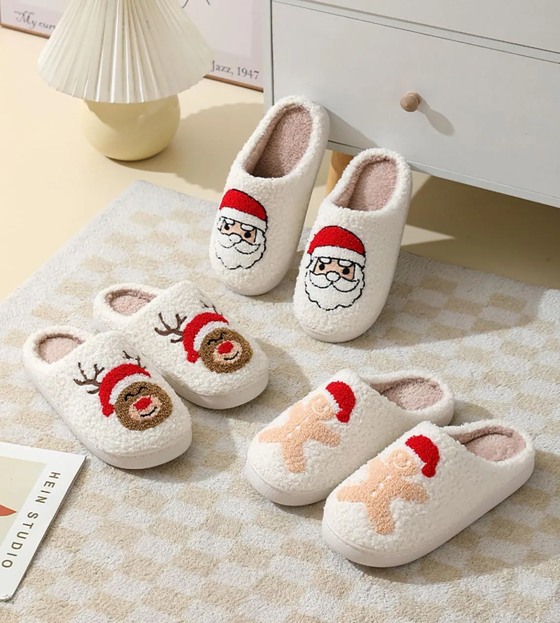 Strawberry Cotton Slippers - Cherry, Love Heart, Cowboy Boot, Fox Cat Designs - Women's Men's Vintage Memory Foam Indoor Household Cloud Slip-On