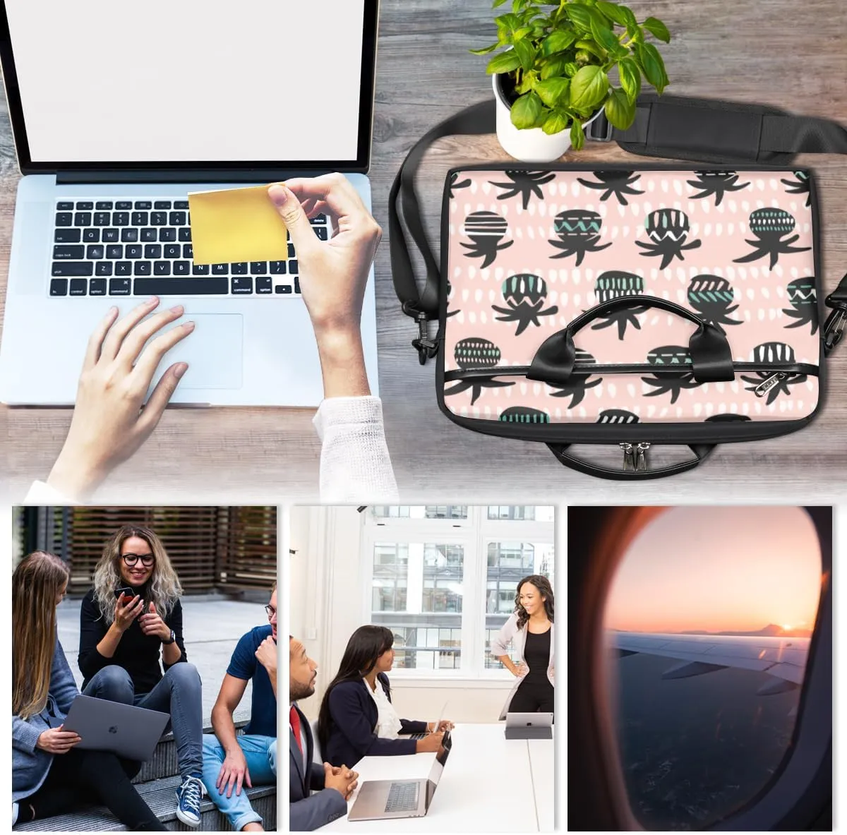 Strawberry Laptop Bag for Women Men 13-15 Inch Computer Briefcase Bag Lightweight Notebook Shoulder Messenger Bag